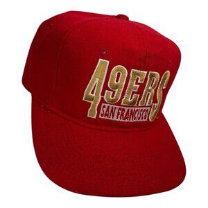 Vintage San Francisco 49ers SnapBack Hat Spell Out 90s Youngan Red